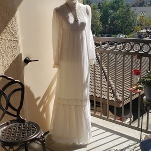 SOLD Cottagecore Prairie maxi gauze & lace dress 4
